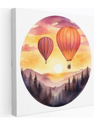 Popcas Romantik Sıcak Hava Balonu Kanvas Tablo - Ev Dekorasyonu Büyü Kanvas