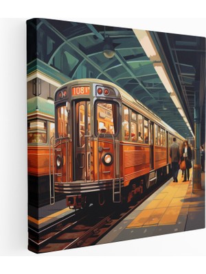 Popcas Vintage New York Metro Vagonları Kanvas Tablo