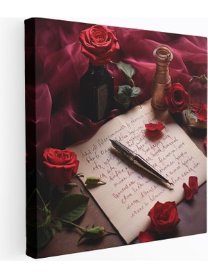 Popcas Romantik Hat Kanvas Tablo - Aşk Mektubu Nostalji Romantik Tema