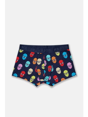 Happy Socks - Lacivert Spıder-Man Desenli Boxer