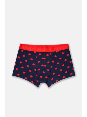 Happy Socks - Lacivert Kalp Desenli Boxer
