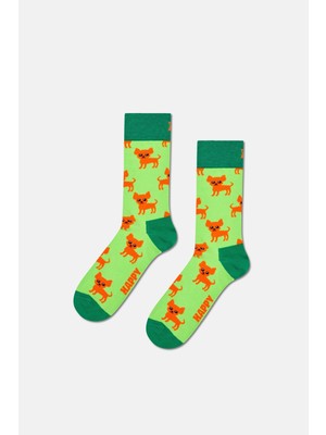 Happy Socks - Çok Renkli Kedi ve Köpek Desenli 2\'li Pamuklu Çorap Seti
