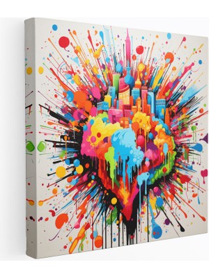 Popcas Pop Art Dünya Haritası Kanvas Tablo Dekoratif Duvar Sanatı