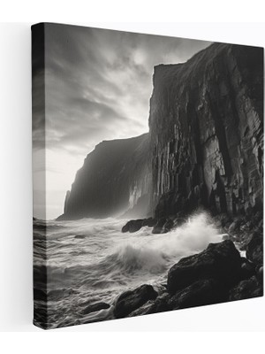 Popcas Dünyanın En Güzel Manzaraları - Dramatik Sahil Resmi Kanvas Tablo - Dünyanın En Güzel Manzaraları Kanvas Siyah Beyaz Fotoğraf