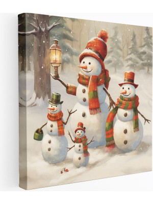Popcas Kış Karlar Adamı Duvar Sanatı - Kış Kanvas Tablo