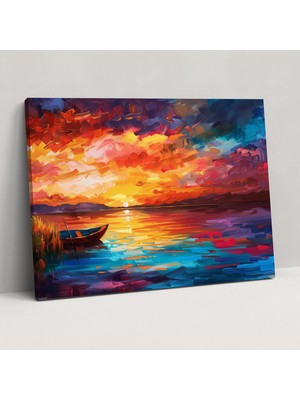 Popcas Göl Kenarı Gün Batımı Kanvas Tablo Leonid Afremov Ev Dekorasyonu