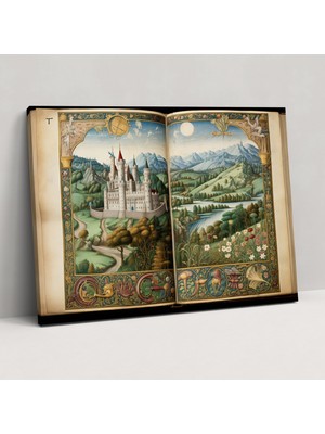 Popcas Orta Çağ El Yazması Kanvas Tablo Orta Çağ Teması