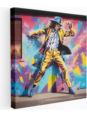 Popcas Michael Jackson Graffiti Kanvas Tablo Ikonik Dans Teması