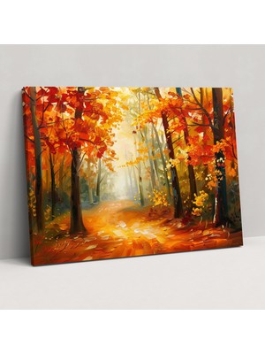 Popcas Sonbahar Ormanı Kanvas Tablo Duvar Dekorasyonu Leonid Afremov Sanatı