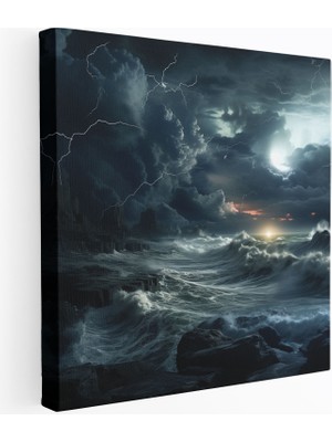 Popcas Deniz Manzaralı Duvar Dekorasyonu - Deniz Manzarası Duvar Sanatı Kanvas Tablo Dramatik