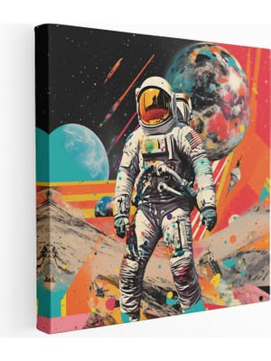 Popcas Retro Uzay Macerası Kanvas Tablo