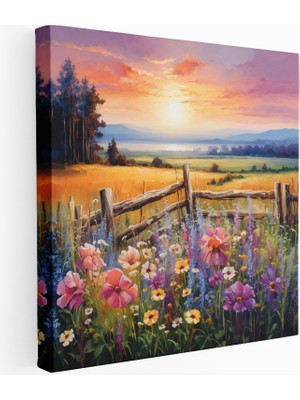 Popcas Doğal Tarzda Yabani Çiçek Tarlası Dekoratif Tablo / Duvar Sanatı / Kanvas Duvar Tablosu