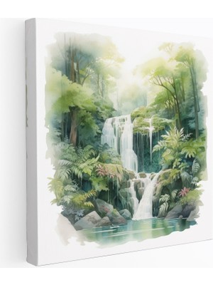 Popcas Dünyanın En Güzel Manzaraları - Orman Şelale Hayali - Dünyanın En Güzel Manzaraları Kanvas Tablo Duvar Dekorasyonu Kanvas Duvar Sanatı