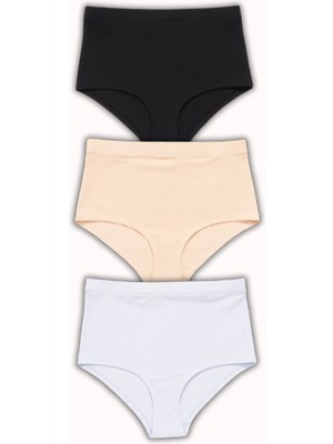 Berrak Premium Yüksek Bel Toparlayıcı Külot 3'lü Paket Beyaz-Karışık-Xl