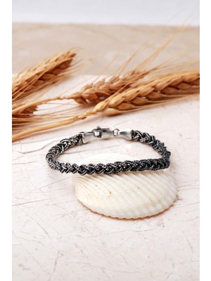 Sümer Telkari 925 Ayar Hasır Örgü Oksitli Gümüş Bileklik 4842