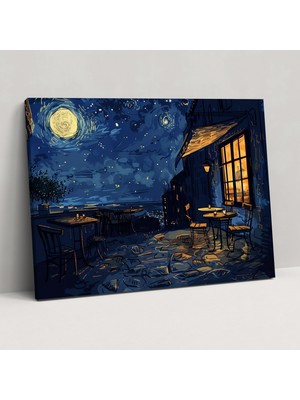Popcas Vincent Van Gogh Kafe Terası Kanvas Tablo Duvar Sanatı ve Ev Dekorasyonu Için