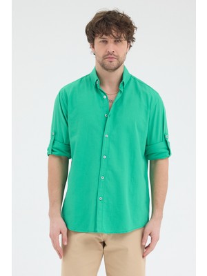 Cosplay %100 Pamuk Oxford Uzun Katlanabilir Kol Erkek Gömlek