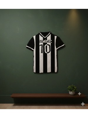 El Yapımı Kişiye Özel Beşiktaş Forması Tufting Halı | %100 Duvar Dekoru