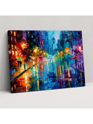 Popcas Soyut Şehir Manzarası Kanvas Tablo Leonid Afremov Duvar Sanatı