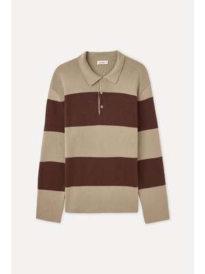 Çizgili Polo Yaka Kazak