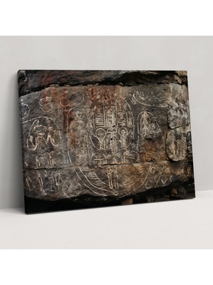 Popcas Orta Taş Devri Kaya Oymaları Kanvas Tablo