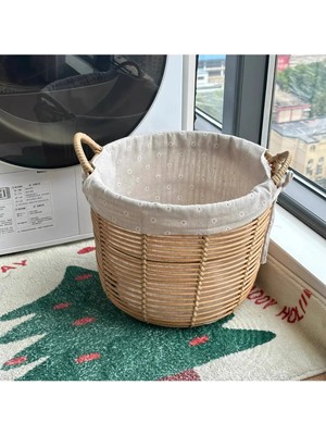 Bambu Görünümlü Astarlı Sepet Düzenleyici & Şık Iç Astarlı Çok Amaçlı Organizer Oda Dekoru