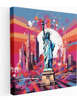 Popcas New York'un Simge Mekanları Pop Art Kanvas Tablo
