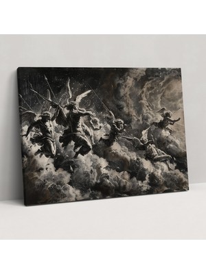 Popcas Michelangelo Duvar Dekorasyonu Göksel Savaşta Melekler Kanvas Tablo