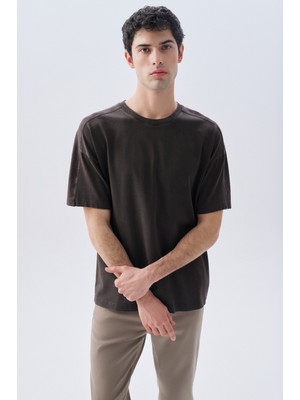 Oversıze Bisiklet Yaka T-Shırt