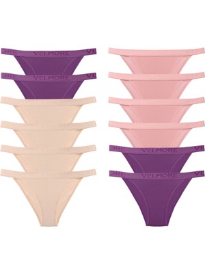 Velmore Kadın 12'li Pamuklu Normal Bel Slip Külot