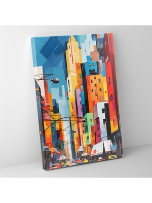 Popcas Pablo Picasso Tarzı Duvar Sanatı Cesur ve Canlı Kent Manzarası Dekoratif Tablo