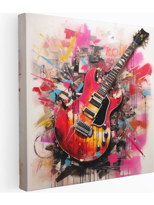 Popcas Pink Floyd Kanvas Tablo - Gitar ve Şarkı Sözleri Kompozisyonu