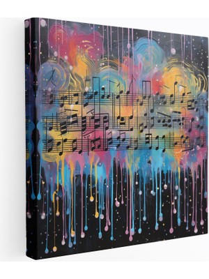 Popcas Müzik Temalı Yağmurlu Kanvas Tablo Duvar Sanatı