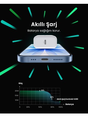 UGREEN 20W Hızlı Şarj Cihazı QC PD Hızlı Şarj Cihazı 1xUSB-C, Beyaz, 60450