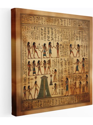 Popcas Papirüs Kanvas Tablo Antik Mısır Hiyeroglifleri