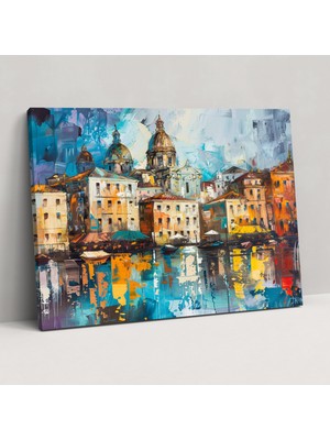 Popcas Şehir Manzarası Leonid Afremov Kanvas Tablo Duvar Sanatı Ev Dekorasyonu