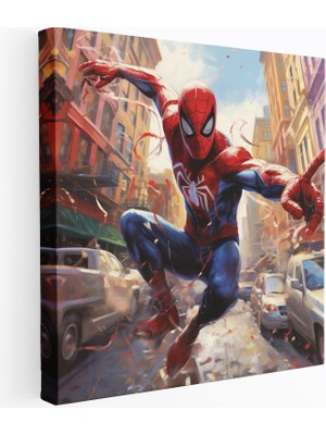 Popcas Marvel Duvar Sanatı Örümcek Adam Sıçraması Kanvas Tablo