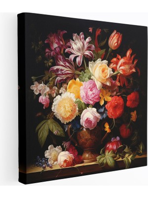 Popcas Rönesans Çiçekli Natürmort Kanvas Tablo Ev Dekorasyonu