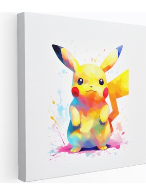 Popcas Pokemon Kanvas Tablo Minimalist Siluet Pikachu Duvar Sanatı