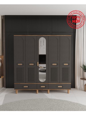 T&B Pera 5 Kapaklı Çekmeceli Gardırop - Tamamı Mdf