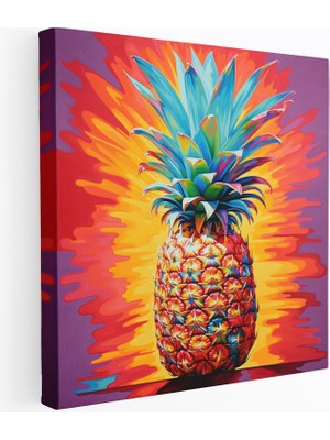 Popcas Enerji Kanvas Tablo Ananas Canlı Duvar Sanatı Zıt Arka Plan