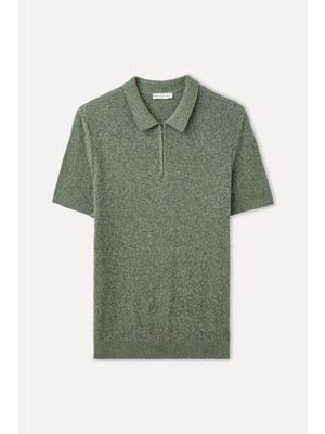 Mulineli Fermuarlı Polo Yaka Kazak