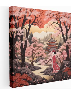 Popcas Kiraz Çiçeği Bahçesi Geyşa Kanvas Tablo