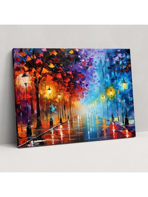Popcas Leonid Afremov Şehir Manzarası Kanvas Tablo Duvar Sanatı