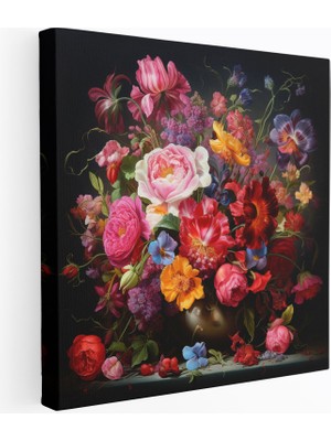 Popcas Rönesans Canlı Çiçek Natürmortu Kanvas Tablo Duvar Sanatı