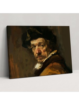 Popcas Rembrandt Kanvas Tablo Kendi Portresi Duvar Sanatı Ev Dekorasyonu Için