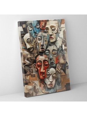 Popcas Figüratif Sanat Eseri Parçalanmış Pablo Picasso Tarzı Kanvas Duvar Sanatı