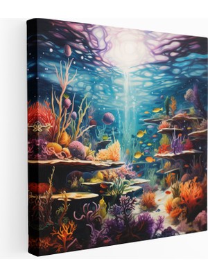 Popcas Soyut Su Altı Psikedelik Kanvas Tablo