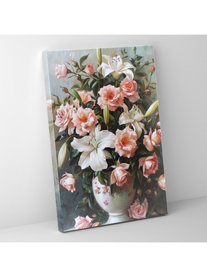 Popcas Çiçekli Natürmort Ev Dekorasyonu Kanvas Tablo