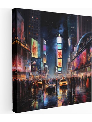 Popcas Meydanı Gece Manzara Kanvas Tablo